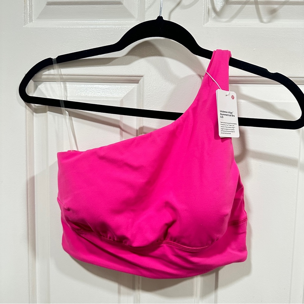 NWT Lululemon Align Sonic Pink Asymmetrical Bra Top- Size 8 - C/D cup